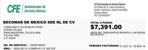 Recibo CFE después — Inmobiliaria Ruch